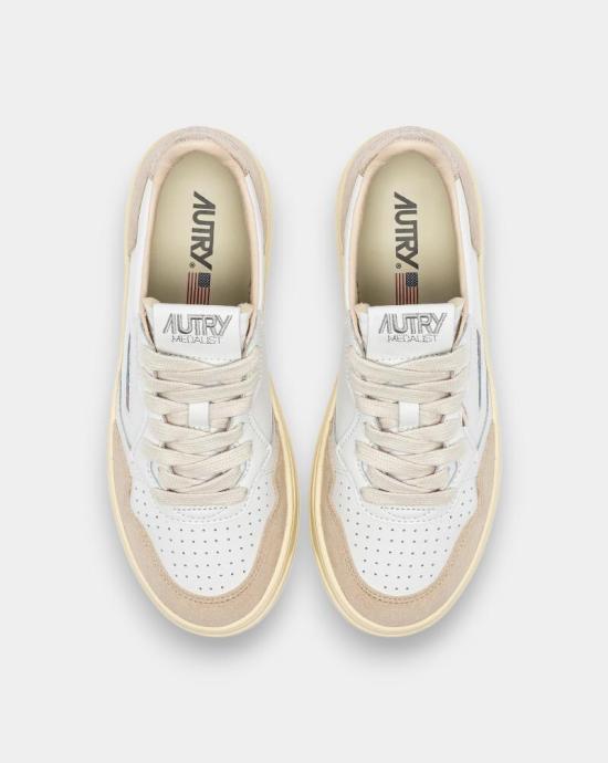 26FW 오트리 메달리스트 로우 레더 스니커즈 AULW LS75 WHT GOLD WHITE GOLD - AUTRY