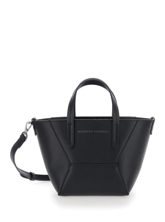 26FW 브루넬로 쿠치넬리 카프스킨 BC Duo 미니 백 모닐레 장식 MBXAD2675C101 Black