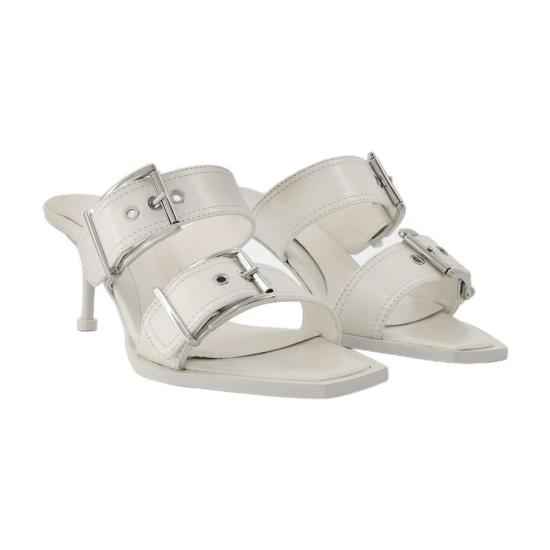  알렉산더 맥퀸 뮬/슬리퍼 가죽  아이보리/실버 - ALEXANDER MCQUEEN
