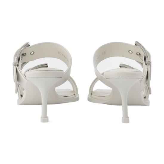  알렉산더 맥퀸 뮬/슬리퍼 가죽  아이보리/실버 - ALEXANDER MCQUEEN