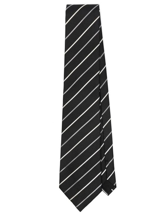 26FW 생로랑 와이드 타이 스트라이프 실크 자카드 825065 3Y009 1088 BLACK MULTICOLOR