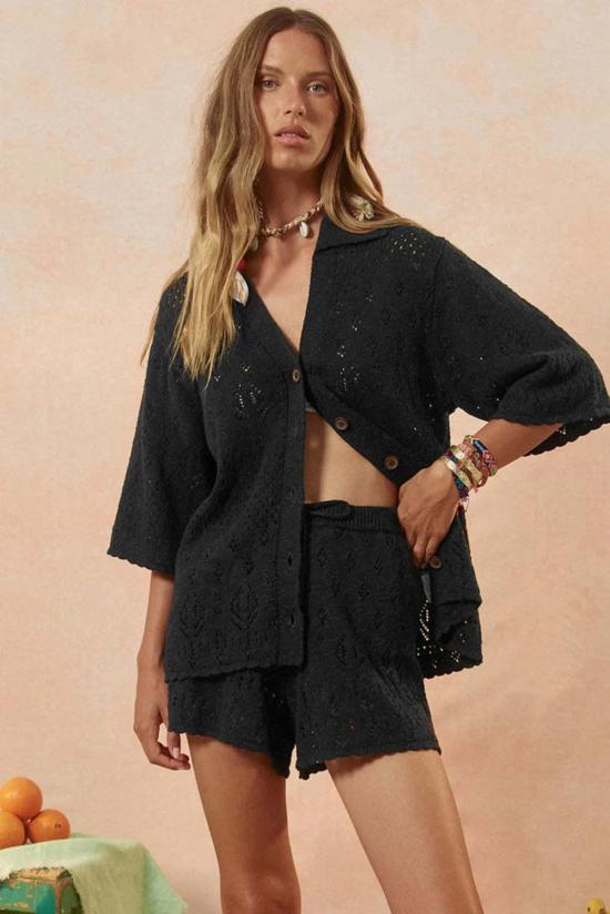  스펠 앤 더 집시 숏팬츠 스펠 & 더 집시 콜렉티브 로즈 니트 쇼츠 오닉스 - SPELL & THE GYPSY COLLECTIVE