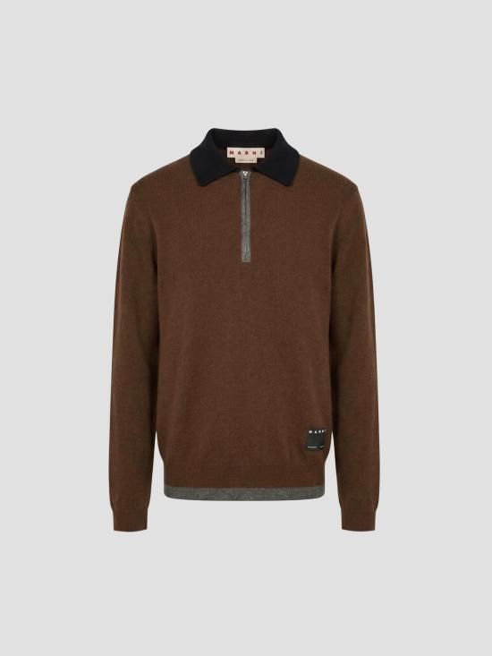 26FW 마르니 폴로 티셔츠 POMG0096Q0UFX331 MXM53 SADELLE BROWN