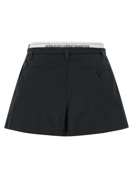 26FW 알렉산더 왕 숏 스커트 로고 밴드 쇼츠 버뮤다 및 블랙 반바지 - ALEXANDER WANG