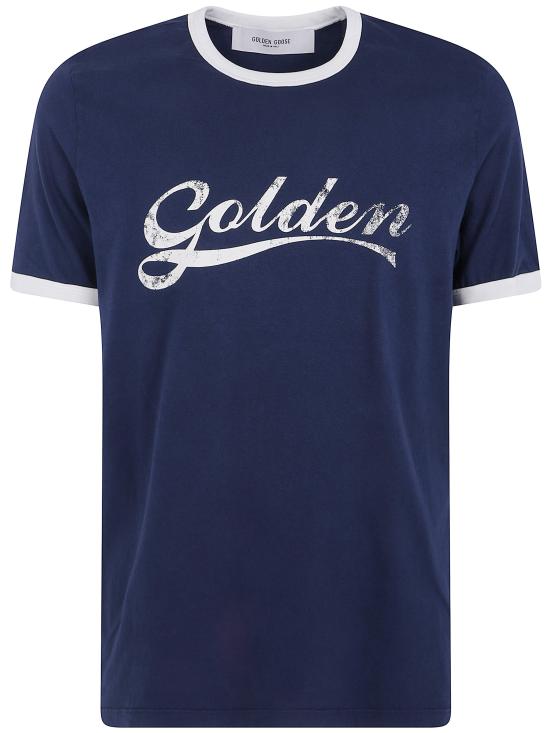 26FW 골든구스 반팔 티셔츠 GMP02761 P002624 83134 83134 BLUE HERITAGE WHITE