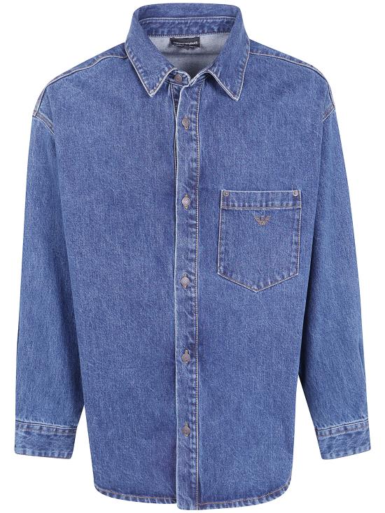 26FW 엠포리오 아르마니 데님 셔츠 EM007105 AF17805 MB002 MEDIUM BLUE DENIM