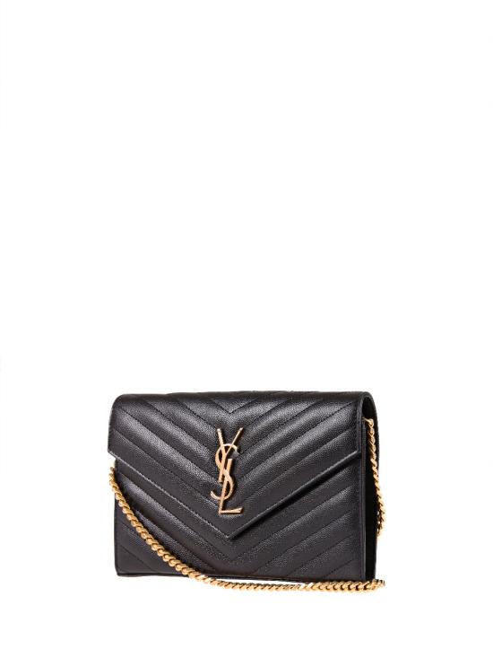 26FW 생로랑 레더 카산드라 체인 월렛 377828 BOW01 1000 NERO - SAINT LAURENT