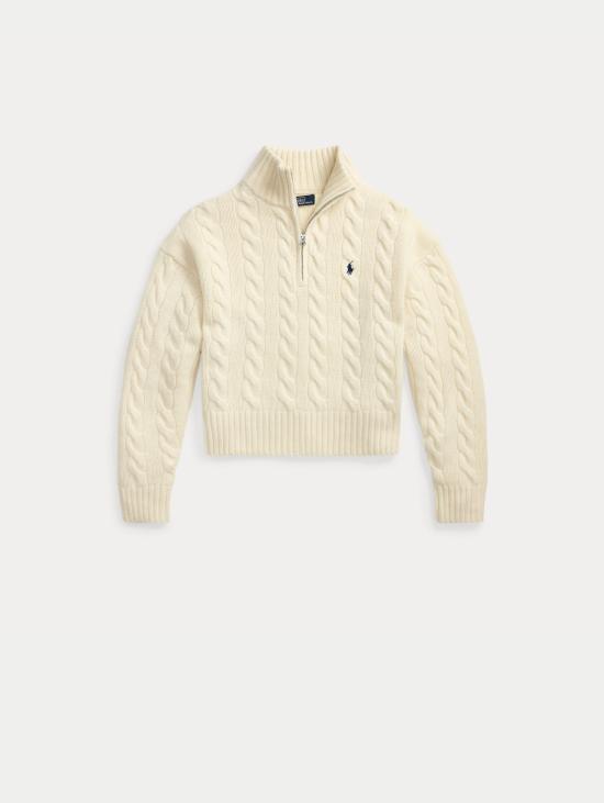 26FW 랄프 로렌 터틀넥 말리아 아 트레체 라나 콘 메자 집 크레마 - RALPH LAUREN