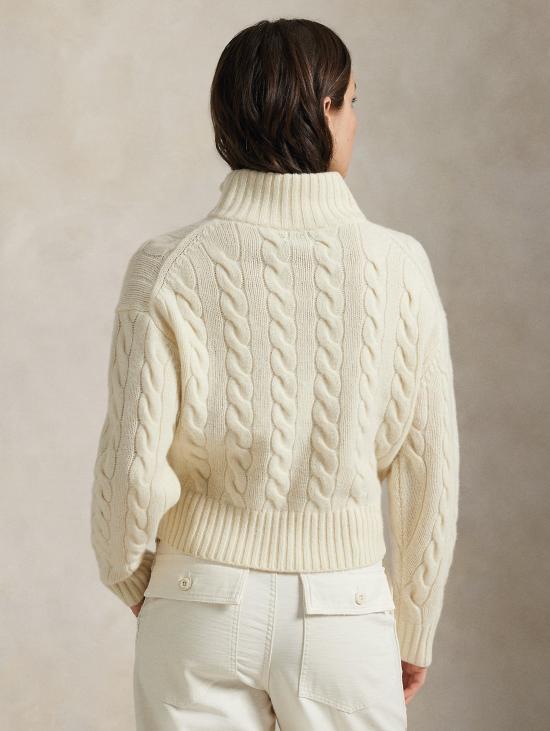 26FW 랄프 로렌 터틀넥 말리아 아 트레체 라나 콘 메자 집 크레마 - RALPH LAUREN
