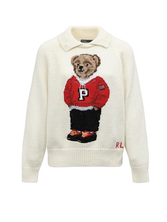 26FW 랄프 로렌 스웨터 Maglione In Misto Lino e Cotone con 폴로 베어 비앙코 - RALPH LAUREN