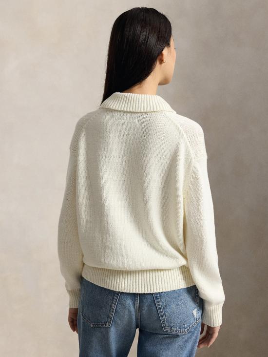 26FW 랄프 로렌 스웨터 Maglione In Misto Lino e Cotone con 폴로 베어 비앙코 - RALPH LAUREN