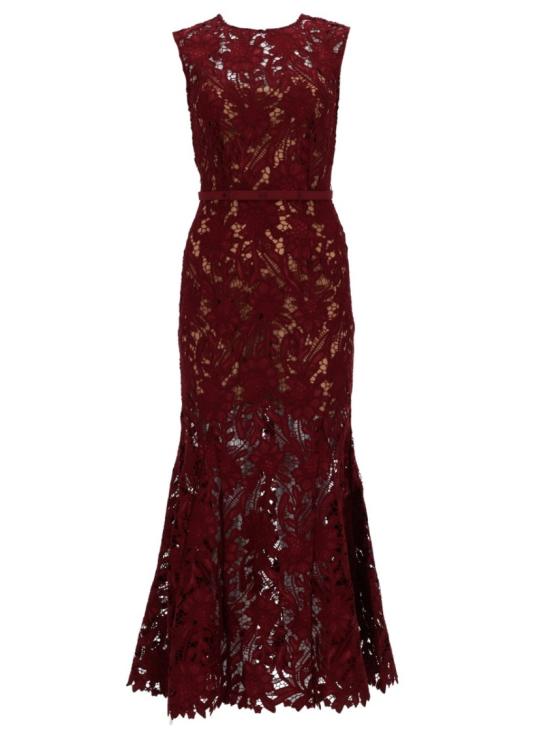 26SS 셀프 포트레이트 롱 원피스 RS26 167MA BU BURGUNDY