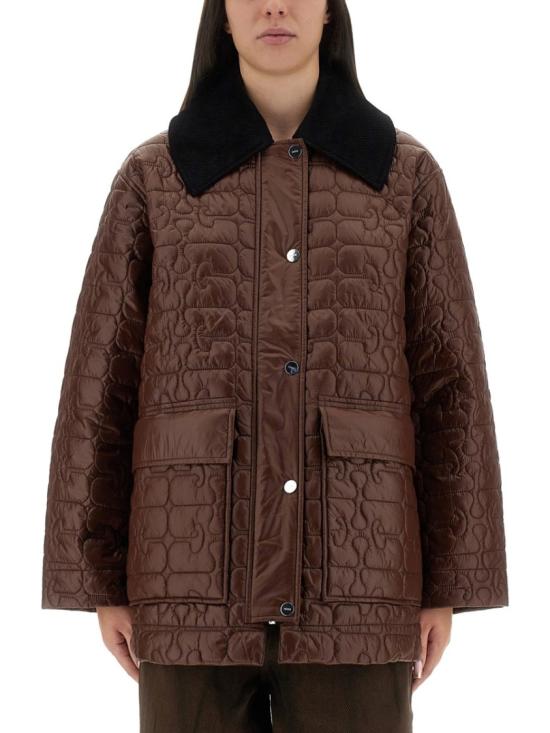  가니 퀼티드 콘트라스트 칼라 자켓 W0397 979 Brown