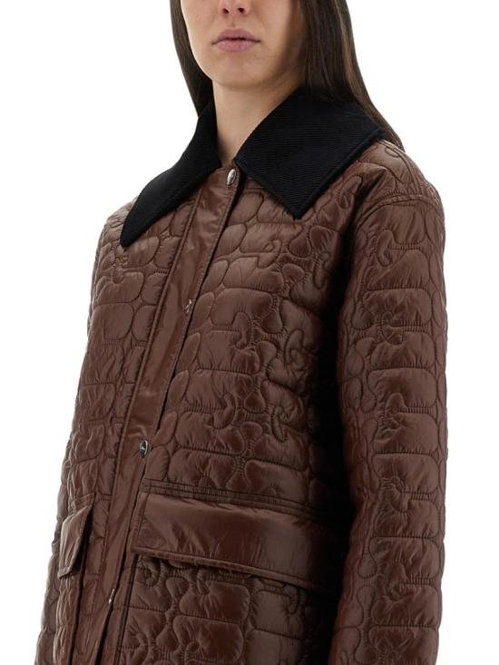 가니 퀼티드 콘트라스트 칼라 자켓 W0397 979 Brown - GANNI