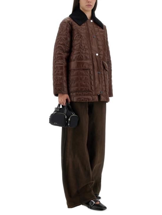  가니 퀼티드 콘트라스트 칼라 자켓 W0397 979 Brown - GANNI