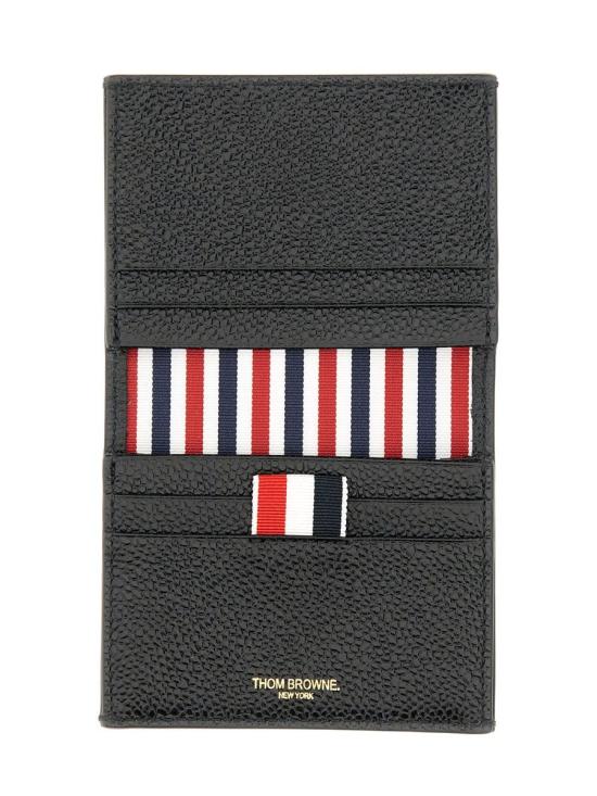 26FW 톰브라운 페블 그레인 더블 카드 홀더 MAW021L00198001 BLACK - THOM BROWNE