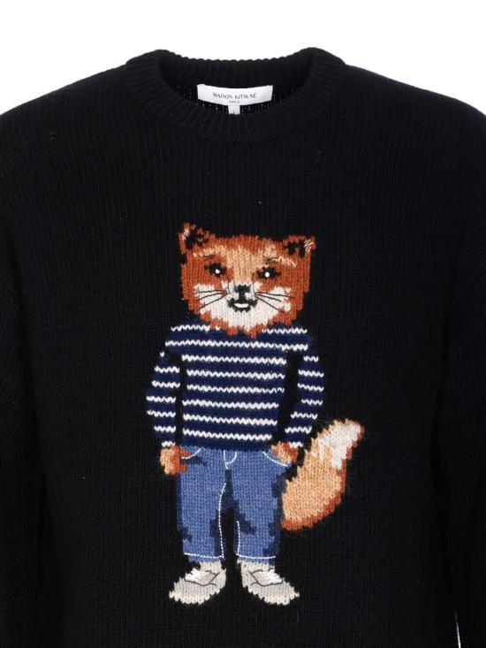 25FW 메종키츠네 드레스드 폭스 인타르시아 울 스웨터 PM00806KH0002P199 BLACK - MAISON KITSUNE