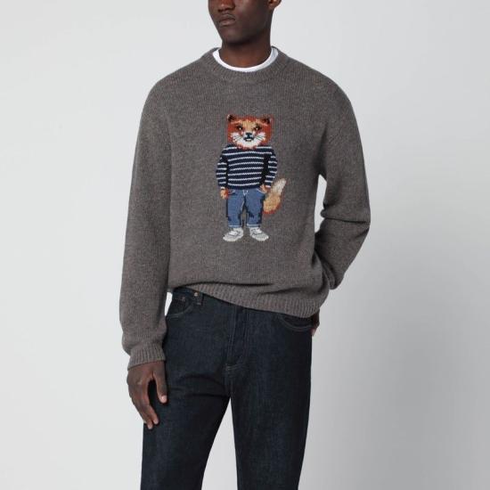 25FW 메종키츠네 드레스드 폭스 인타르시아 울 스웨터 PM00806KH0002H170 GREY