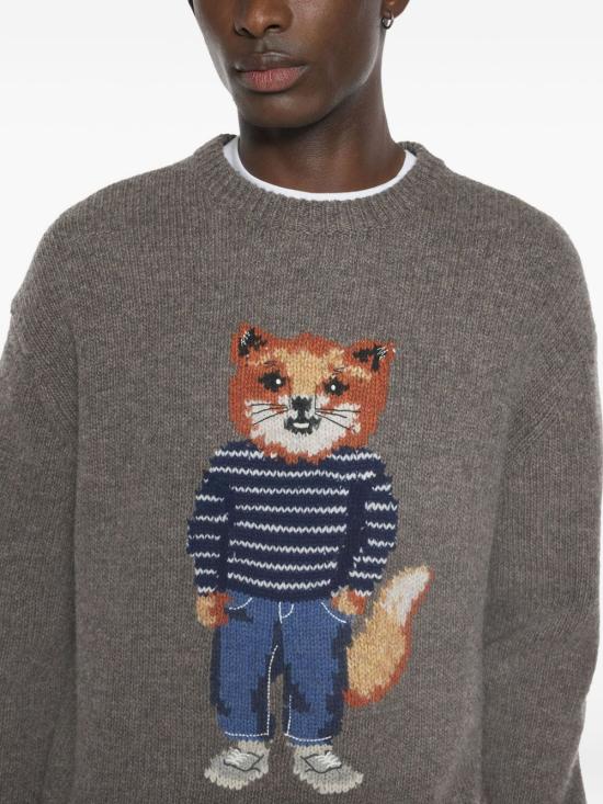 25FW 메종키츠네 드레스드 폭스 인타르시아 울 스웨터 PM00806KH0002H170 GREY - MAISON KITSUNE