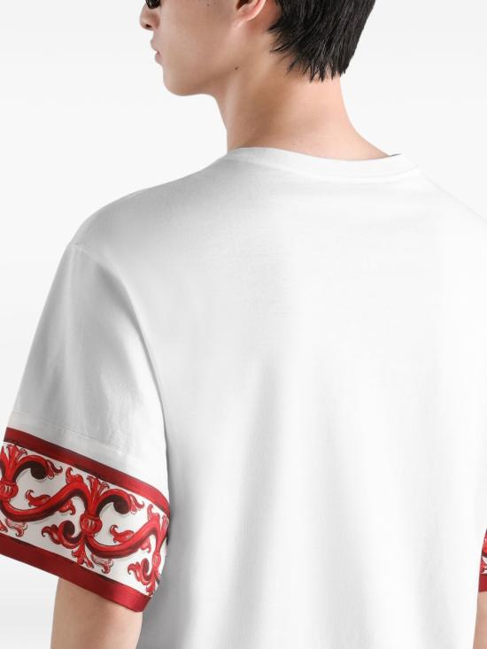 26FW 돌체앤가바나 마졸리카 프린트 코튼 티셔츠 G8SB2TG7P5HI15DQ White - DOLCE & GABBANA