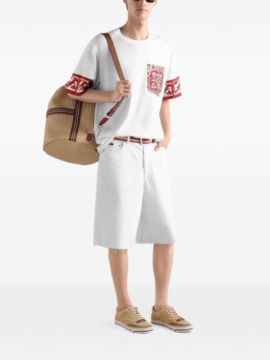 26FW 돌체앤가바나 마졸리카 프린트 코튼 티셔츠 G8SB2TG7P5HI15DQ White - DOLCE & GABBANA