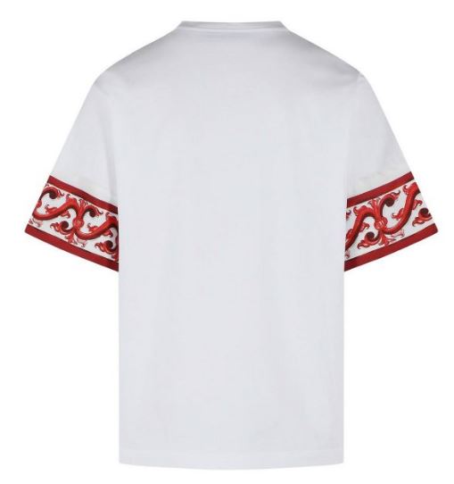 26FW 돌체앤가바나 마졸리카 프린트 코튼 티셔츠 G8SB2TG7P5HI15DQ White - DOLCE & GABBANA