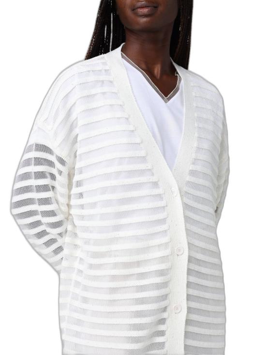 26SS 파비아나 필리피 코튼 린넨 시퀸 가디건 MAD266F100L7680142 White - FABIANA FILIPPI