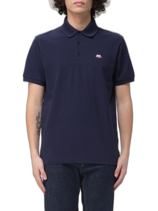26SS 에트로 로고 코튼 폴로 티셔츠 MRMD0005AU135B0065 Navy blue
