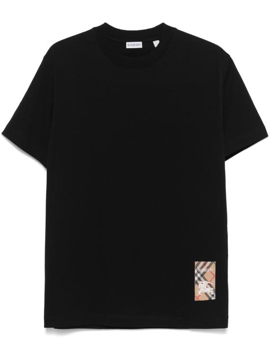 26SS 버버리 체크 라벨 코튼 티셔츠 8104889A1189 BLACK