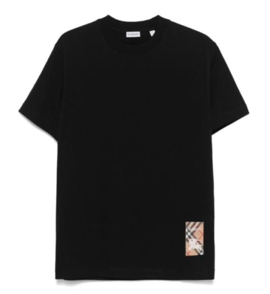 26SS 버버리 체크 라벨 코튼 티셔츠 8104889A1189 BLACK - BURBERRY