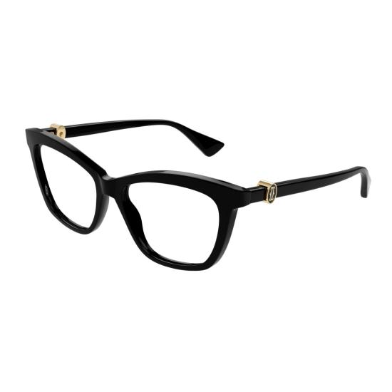 25FW 까르띠에 선글라스 금색 악센트가 들어간 유광 블랙 스퀘어 프레임 안경 - CARTIER