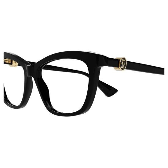 25FW 까르띠에 선글라스 금색 악센트가 들어간 유광 블랙 스퀘어 프레임 안경 - CARTIER