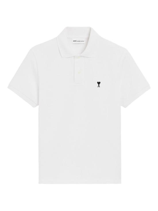 26FW 아미 스몰 하트 로고 폴로 티셔츠 HPL411760 100 Bianco