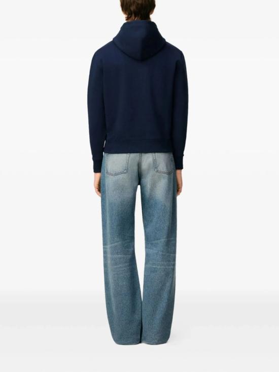 26FW 아미 스몰 하트 로고 루프백 오가닉 코튼 플리스 후드 BFUSW235730 430 Blu - AMI