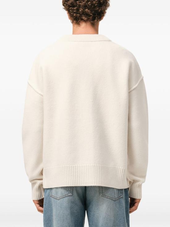 26FW 아미 하트 로고 인타르시아 V넥 가디건 UKC367018 154 BIANCO - AMI