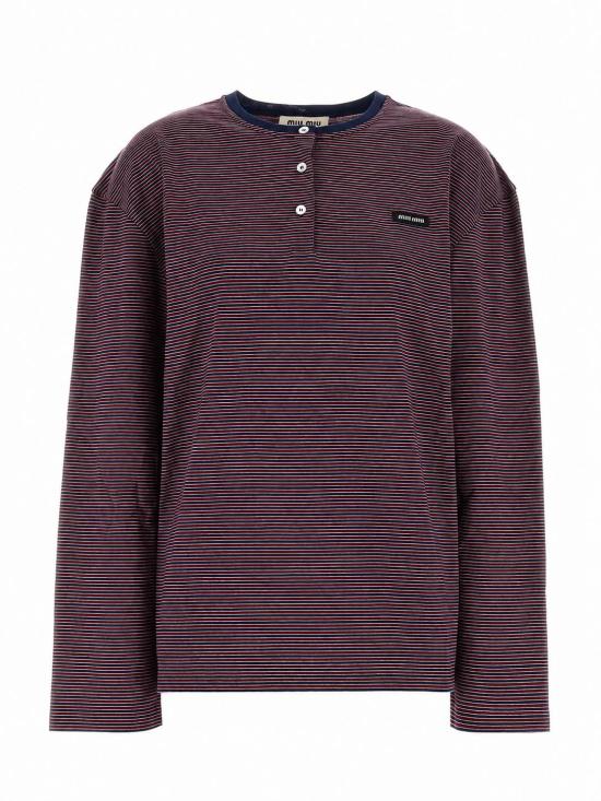 26FW 미우미우 긴팔 티셔츠 MJLA72SOOO14RT F05OP NAVY GRANATO