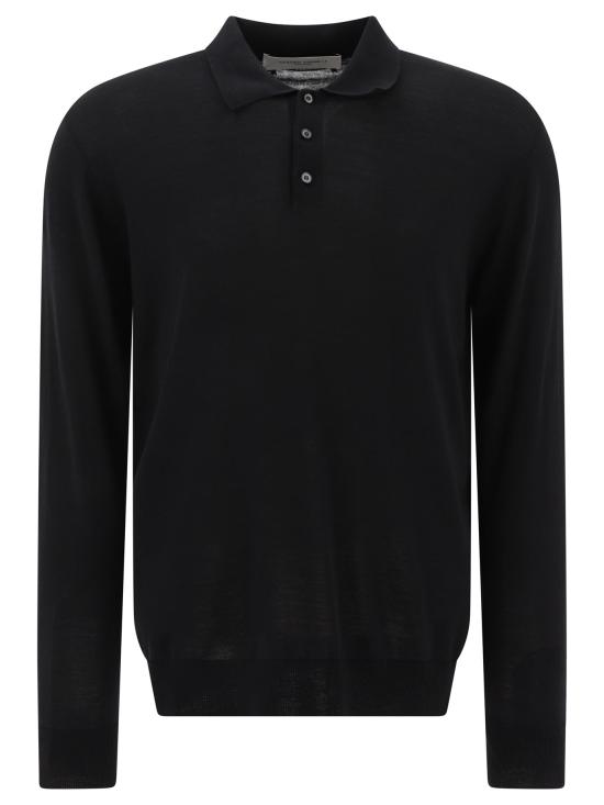 26FW 골든구스 메리노 울 롱 슬리브 폴로 셔츠 GMP01353P00104190100 Black