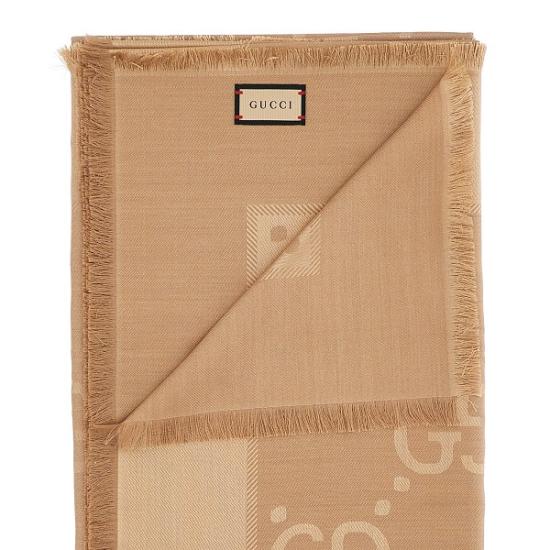 26FW 구찌 GG 자카드 실크 울 숄 6636713GC43 Beige - GUCCI