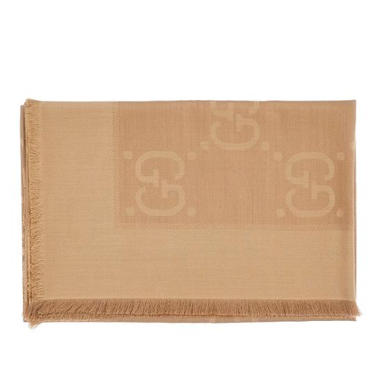 26FW 구찌 GG 자카드 실크 울 숄 6636713GC43 Beige