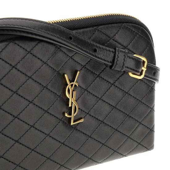 26FW 생로랑 퀼티드 램스킨 가비 지퍼 파우치 7336671EL07 Black - SAINT LAURENT