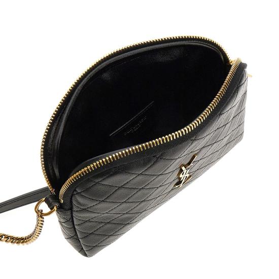 26FW 생로랑 퀼티드 램스킨 가비 지퍼 파우치 7336671EL07 Black - SAINT LAURENT