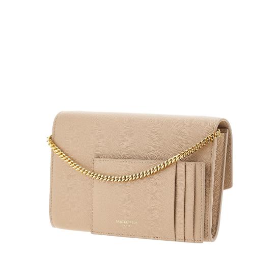 26FW 생로랑 그레인 레더 업타운 체인 지갑 6077881GF0J Beige - SAINT LAURENT