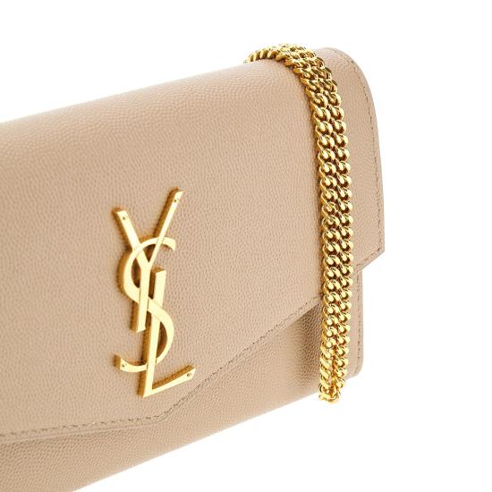 26FW 생로랑 그레인 레더 업타운 체인 지갑 6077881GF0J Beige - SAINT LAURENT