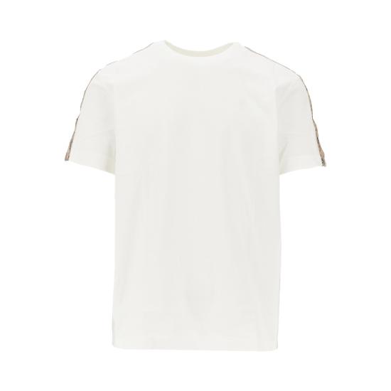 26FW 버버리 체크 트리밍 코튼 티셔츠 8106246F White