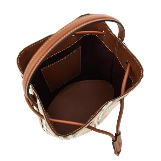 26FW 버버리 스몰 체크 레더 드로우스트링 버킷백 8109795 Beige - BURBERRY