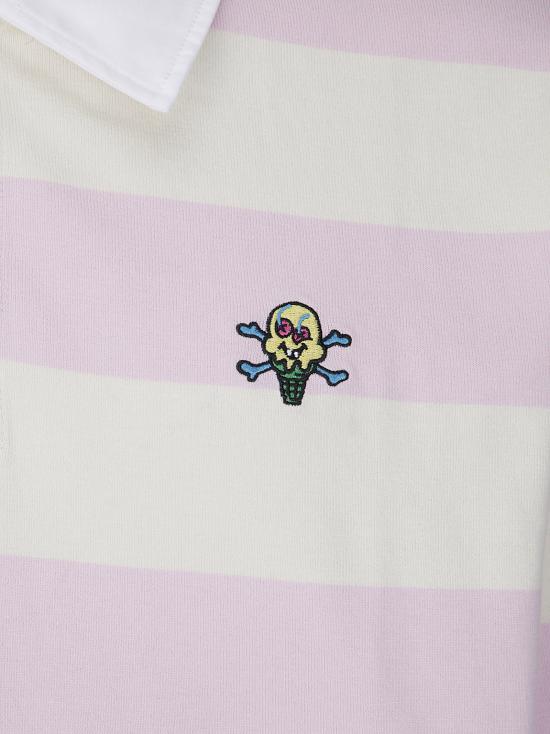 26FW 아이스크림 폴로 티셔츠 ICPO26223 PNKECRSTR PINK ECRU STRIPE - ICECREAM