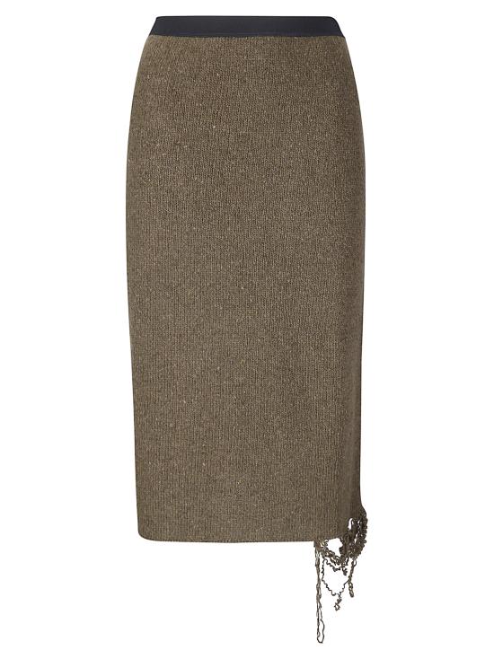 26FW MM6 메종마르지엘라 미디 스커트 S52ME0036M13283 727S Khaki black print