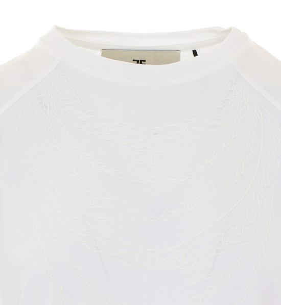 26FW 엘리자베타프랜치 반팔 티셔츠 MA66A66E2 270 WHITE - ELISABETTA FRANCHI