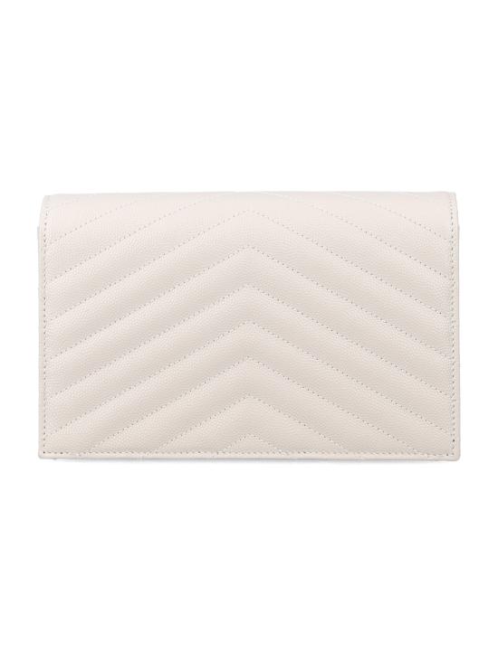 26FW 생로랑 그랑 드 뿌드르 레더 카산드라 엔벨로프 체인 지갑 857605BOW01 9207 Bianco - SAINT LAURENT