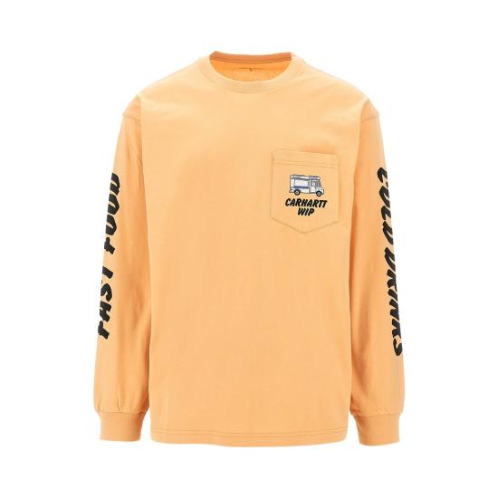 26SS 칼하트 WIP 롱슬리브 콜드 드링크 티셔츠 I036216 Orange